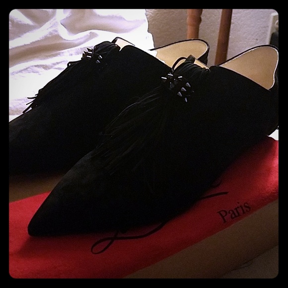 Christian Louboutin Medinana Suede Tassel Flats - Picture 1 of 6
